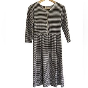 Flamingo Urban striped White and Black midi dress with zipper front Size S